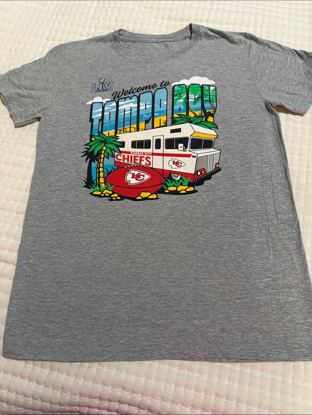 Kansas City Chiefs Tampa Bay Graphic Crewneck T‑Shirt - Grey